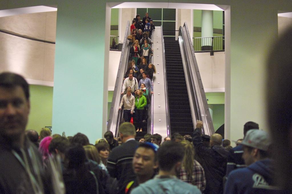 Students and advisers move between workshops at the NSPA's fall conference in Boston. More than 5,000 high school student journalists attended the conference from across the country and world.